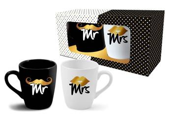 Komplet kubków dla dostojnej pary "Mr i Mrs..." 