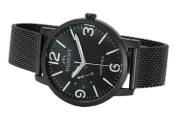 Zegarek szwajcarski Bisset męski na czarnej siatce BSDE72BMBX03AX model Luminous