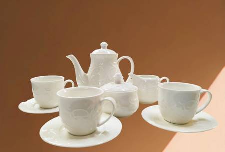 Serwis do herbaty rustykalny styl delikatny wzór