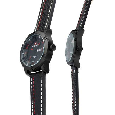 Zegarek męski w sportowym stylu NaviForce NF9070M, pasek czarno-czerwony