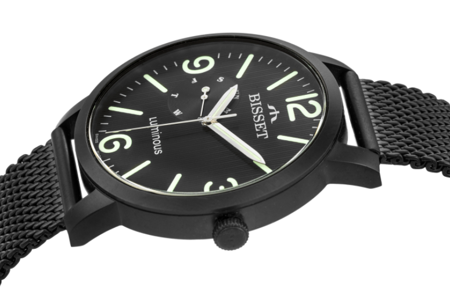 Zegarek szwajcarski Bisset męski na czarnej siatce BSDE72BMBX03AX model Luminous